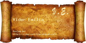 Vider Emília névjegykártya